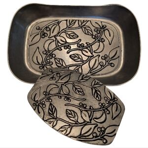 Wilton Armetale Pewter Botanica Tray And Trivet Set #601451